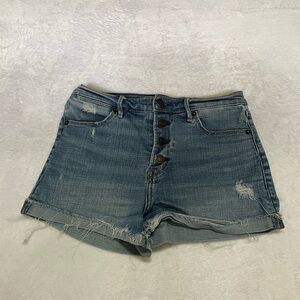 Abercrombie high rise button up jean shorts